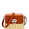 Flip Lock Structured Straw Flap Shoulder Bag Cross Body