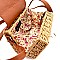 Flip Lock Structured Straw Flap Shoulder Bag Cross Body