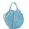 2-Way Woven Straw Bohemian Round Circle Satchel