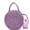 2-Way Woven Straw Bohemian Round Circle Satchel