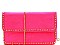 Stud Accent Felt-Suede Flap 2-Way Clutch
