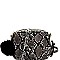 Pom Pom Accent Snake Print Shoulder Bag WHOLESALE