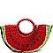 Handmade Natural Straw Watermelon Print Novelty Straw Basket Purse