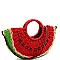 Handmade Natural Straw Watermelon Print Novelty Straw Basket Purse