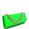 Chain Accent 2-Way Push-Lock Clutch Shoulder Bag