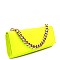 Chain Accent 2-Way Push-Lock Clutch Shoulder Bag