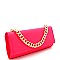 Chain Accent 2-Way Push-Lock Clutch Shoulder Bag