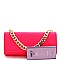 Chain Accent 2-Way Push-Lock Clutch Shoulder Bag
