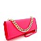 Chain Accent 2-Way Push-Lock Clutch Shoulder Bag