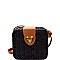 Woven Bamboo Push-Lock Boxy Crossbody Shoulder Bag MH-PPC5926