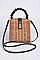 Straw Leather Strap Body Tote Bag