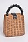 Straw Leather Strap Body Tote Bag