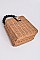 Straw Leather Strap Body Tote Bag