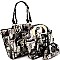 Magazine Print Patent 3 in 1 Handle Satchel Tote Set