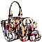 Magazine Print Patent 3 in 1 Handle Satchel Tote Set