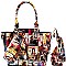 Magazine Print Patent 3 in 1 Handle Satchel Tote Set