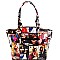 Magazine Print Patent 3 in 1 Handle Satchel Tote Set