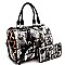 MAGAZINE PRINT LEOPARD SIDE BOSTON SATCHEL SET