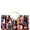 obama Metal Handle Magazine Print Patent Clutch MH-PQS035