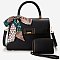 Scarf Twist Lock Flap Satchel 2-in-1 Set