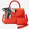 Scarf Twist Lock Flap Satchel 2-in-1 Set