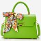 Scarf Twist Lock Flap Satchel 2-in-1 Set