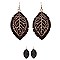 Trendy Metal Filigree Layer Leather Leaf Earrings MH-QE4502