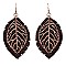 Trendy Metal Filigree Layer Leather Leaf Earrings MH-QE4502