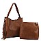 2IN1 STYLISH PLAIN TASSEL PIECE HOBO BAG WITH MINI BAG SET