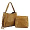 2IN1 STYLISH PLAIN TASSEL PIECE HOBO BAG WITH MINI BAG SET