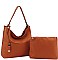 2 IN 1FAUX LEATHER CLASSIC HOBO BAG SET