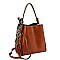 3-Compartment 2-Way  Leopard Scarf Tassel Accent Hobo