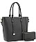 2 IN 1 DOUBLE STRAP METAL DESIGN TOTE BAG WALLET SET