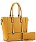 2 IN 1 DOUBLE STRAP METAL DESIGN TOTE BAG WALLET SET