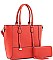 2 IN 1 DOUBLE STRAP METAL DESIGN TOTE BAG WALLET SET