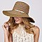 Trendy Large Raffia Crochet Beach Hat With Gold Tie