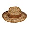 Trendy 2 Tone Crochet Raffia Upbrim Hat With Trim