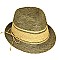 Fashionable Sewn Braid Raffia Fedora With Trim