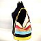 Felt-suede Multi-color Striped Hobo Shoulder Bag