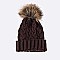 Raccoon Fur PomPom Knit Beanie