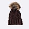 Raccoon Fur PomPom Knit Beanie