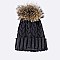 Raccoon Fur PomPom Knit Beanie