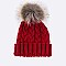 Raccoon Fur PomPom Knit Beanie