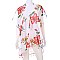 Stylish Floral Print Ruana w/ Tassels SLS2048