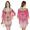 Chic in Pink Stone Studded Mixed Print Long Kimono