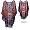 GODDESS SILKY STONE STUDDED MIXED PRINT PONCHO