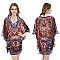 GODDESS SILKY STONE STUDDED MIXED PRINT PONCHO