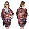 GODDESS SILKY STONE STUDDED MIXED PRINT PONCHO