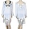 STYLISH EMBROIDERED V-NECK AND FRINGE HEM COVER UP SLS2118