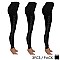 PACK OF 3 PIECES STYLISH RHINESTONED SIDES LEGGINGS SLS2126